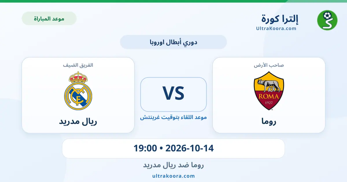 موعد مباراة روما وريال مدريد والقنوات الناقلة