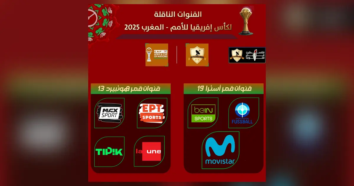 القنوات الناقلة لكأس أمم أفريقيا 2025 المغرب
